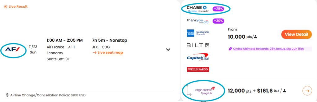 Points yeah booking to paris